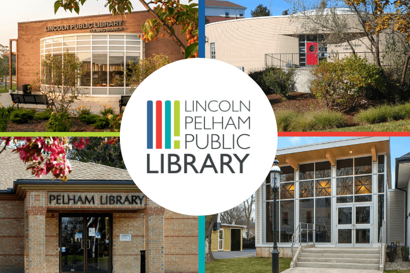 exterior shot of all four branches of Lincoln Pelham Public Library