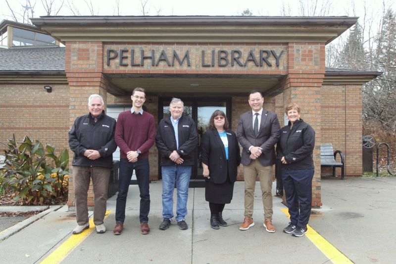 Photo Caption (From Left to Right): Wayne Olson, Councillor, Town of Pelham; Sam Oosterhoff, MPP for Niagara West; Marvin Junkin, Mayor, Town of Pelham; Julie Andrews, Chief Executive Officer, Lincoln Pelham Public Library; Hon. Stan Cho, Minister of Tourism, Culture and Gaming, and Shellee Niznik, Councillor, Town of Pelham and Board Member, Lincoln Pelham Public Library.