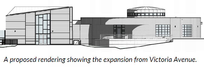 A proposed rendering showing the expansion from Victoria Avenue.