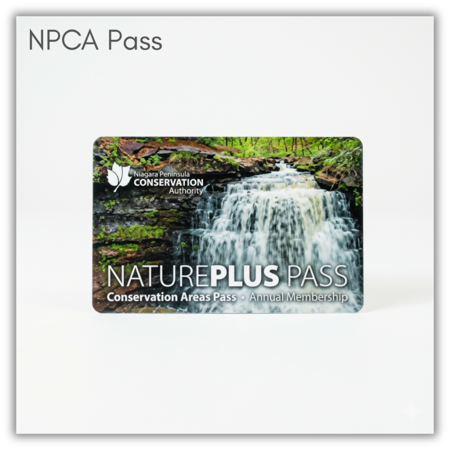 Niagara Pennisula Conservation Authority Nature Plus Pass. Holdable. Can be borrowed for 1 week. Can be delivered to any LPPL location. AI generated image.