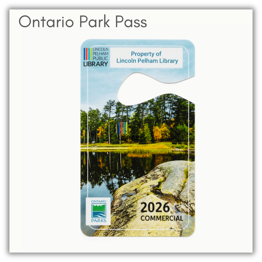 Ontario Park Pass.  Holdable. Borrows for two weeks. Can be delivered to any LPPL location. AI generated image.
