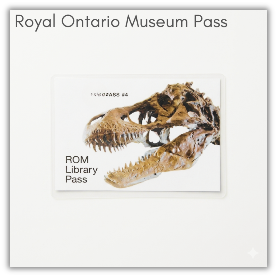 Royal Ontario Museum Pass. Holdable. Borrows for one week. Can be delivered to any LPPL location. AI generated image.