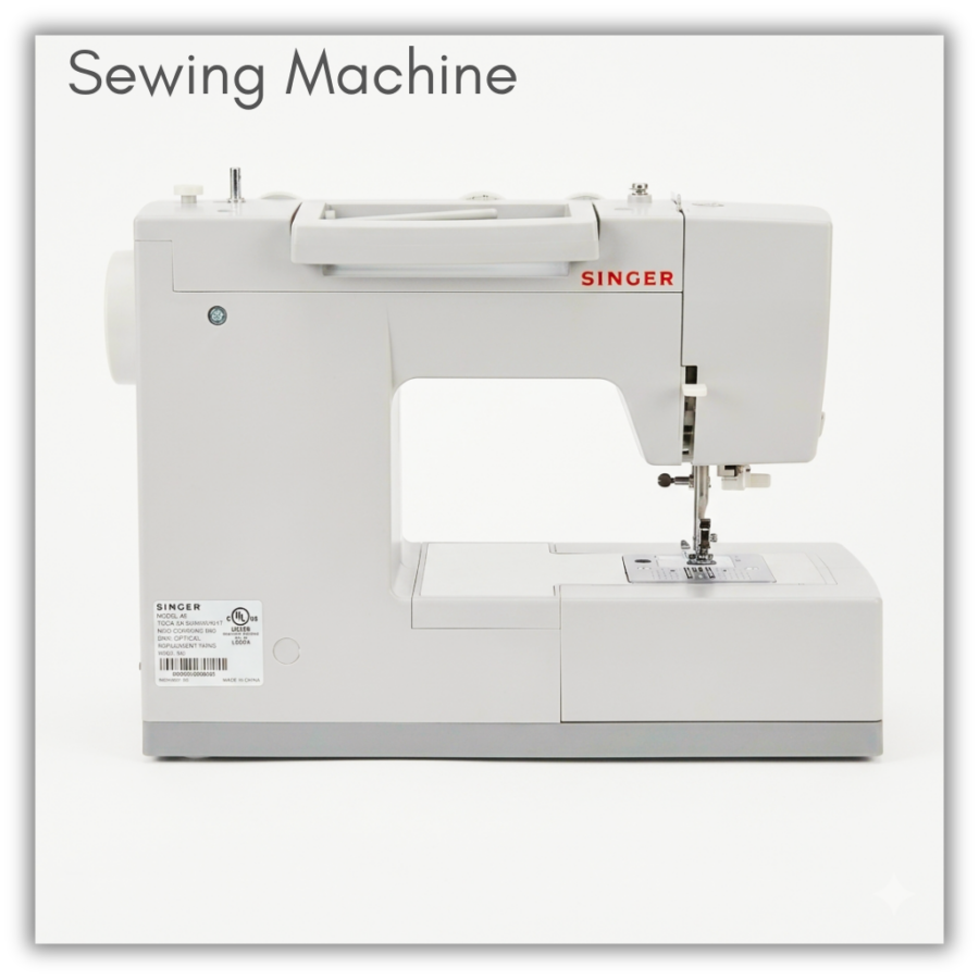 Sewing Machine. Holdable. Borrows for two weeks. Cannot be delivered to other locations. AI generated image.