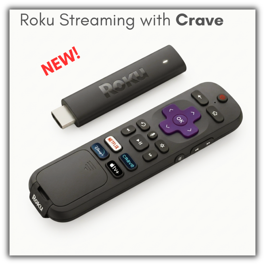Roku Streaming Stick with Crave installed. Holdable. Borrows for two weeks. Can be delivered to any LPPL location. AI generated image.