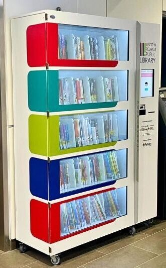 A vending machine for books inside the Meridian Community Centre in Fonthill.
