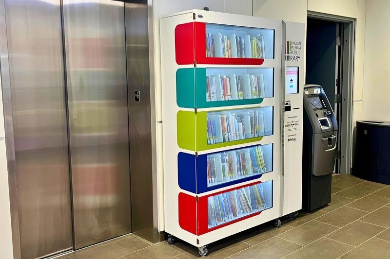 A vending machine for books inside the Meridian Community Centre in Fonthill.